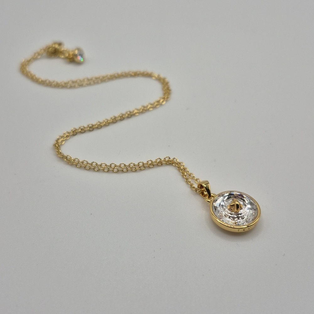 Ted Baker Kenzii Big Button Swarovski Crystal Gold Necklace